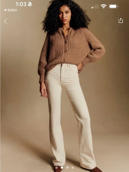 Sezane Emile Cardigan Chunky Knit Button-Front Sweater in Camel Size Medium - Picture 4 of 6